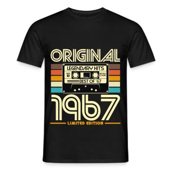 Vintage 1967 Limited Edition Kassette - Männer T-Shirt - Schwarz - Vorne - AI Model Male 178 light (178cm)