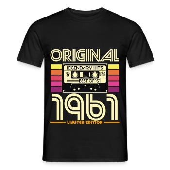 Original 1961 Retro Cassette Limited - Men's T-Shirt - black - Front - AI Model Male 178 light (178cm)