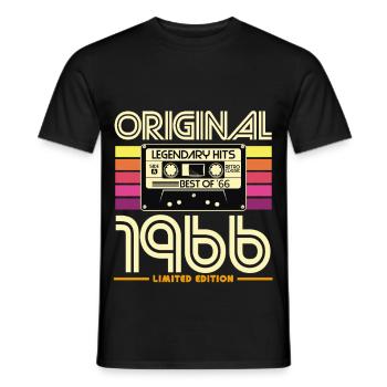 Original 1966 Cassette Retro - Men's T-Shirt - black - Front - AI Model Male 178 light (178cm)