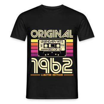 Original-Kassetten-Retro von 1962 - Männer T-Shirt - Schwarz - Vorne - AI Model Male 178 light (178cm)