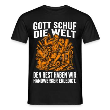 Stolzer Handwerker, Gott Schuf die Welt, Handwerk - Männer T-Shirt - Schwarz - Vorne - AI Model Male 178 light (178cm)