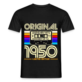 Originales Retro-Kassetten-T-Shirt der 1950er Jahre - Männer T-Shirt - Schwarz - Vorne - AI Model Male 178 light (178cm)