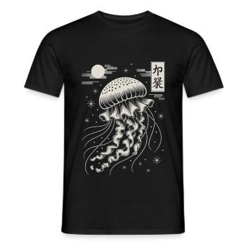 Jellyfish Nachtkunst Japans Stil - Männer T-Shirt - Schwarz - Vorne - AI Model Male 178 light (178cm)