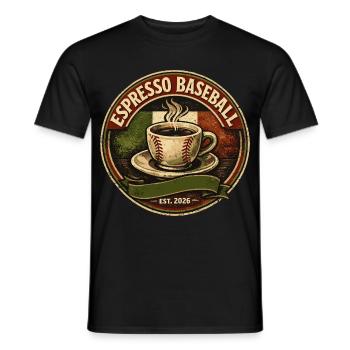 Espresso Baseball Est 2026 Retro Coffee Sport - Men's T-Shirt - black - Front - AI Model Male 178 light (178cm)