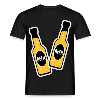 2 Toasting Beer Bottles (Beery / NEG / 2C) - Men's T-Shirt - black - Front - AI Model Male 178 light (178cm)