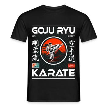 Goju-Ryu Karate Outfit für Karateka mit Kanji - Männer T-Shirt - Schwarz - Vorne - AI Model Male 178 light (178cm)