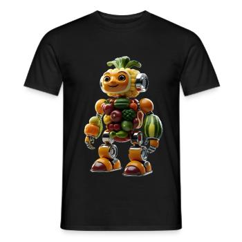 Fruit Robot Collage - Men's T-Shirt - black - Front - AI Model Male 178 light (178cm)