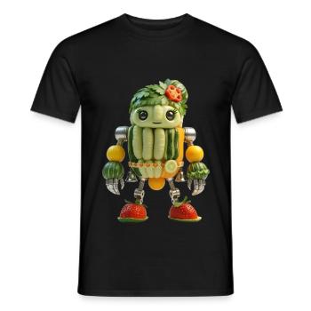 Vegetable Robot Carnival - Men's T-Shirt - black - Front - AI Model Male 178 light (178cm)