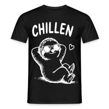 Chillen Faultier Cartoon mit Sonnenbrille - Männer T-Shirt - Schwarz - Vorne - AI Model Male 178 light (178cm)