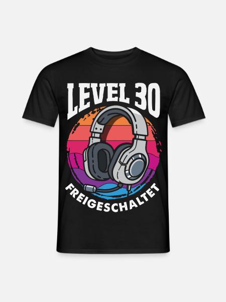 Level 30 Freigeschaltet Gamer - Männer T-Shirt - Schwarz