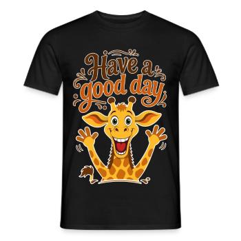 Happy Giraffe mit dem Text "Hab einen schönen Tag" - Männer T-Shirt - Schwarz - Vorne - AI Model Male 178 light (178cm)