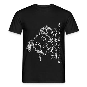Hundeporträt mit lustigem Spruch - Männer T-Shirt - Schwarz - Vorne - AI Model Male 178 light (178cm)
