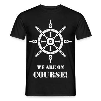 We Are On Course! (Beer / Ship’s Wheel / White) - Men's T-Shirt - black - Front - AI Model Male 178 light (178cm)