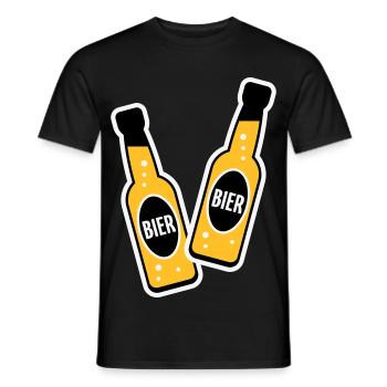 2 Bierflaschen Stoßen An (Bier Biertrinker NEG 3C) - Männer T-Shirt - Schwarz - Vorne - AI Model Male 178 light (178cm)