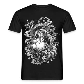 Japanese Tanuki in Irezumi Tattoo Style - Men's T-Shirt - black - Front - AI Model Male 178 light (178cm)