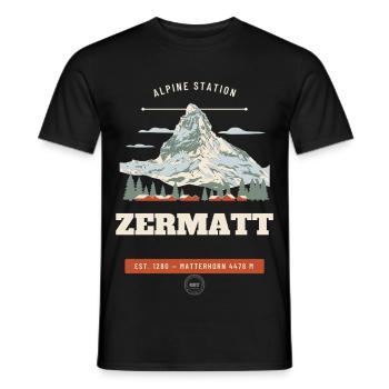 Zermatt Matterhorn Alpine Reiseemblem - Männer T-Shirt - Schwarz - Vorne - AI Model Male 178 light (178cm)