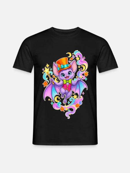 Zauberbat im Regenbogenzauber - Männer T-Shirt - Schwarz