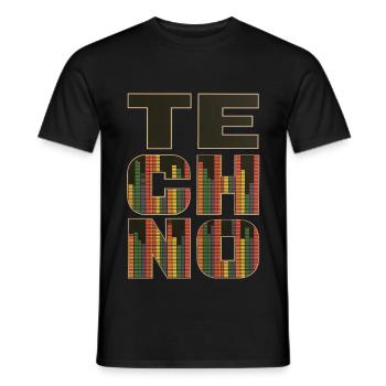 Techno - Männer T-Shirt - Schwarz - Vorne - AI Model Male 178 light (178cm)