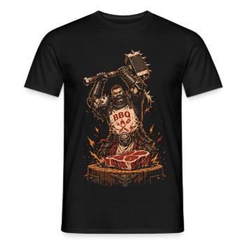 Disziplinierter Kämpfer-Grillmeister – RPG-Kochkunst - Männer T-Shirt - Schwarz - Vorne - AI Model Male 178 light (178cm)