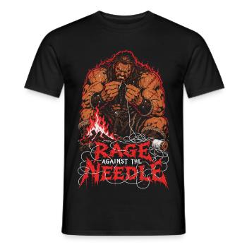 Rage Against the Needle – lustige Barbaren-RPG-Kunst - Männer T-Shirt - Schwarz - Vorne - AI Model Male 178 light (178cm)