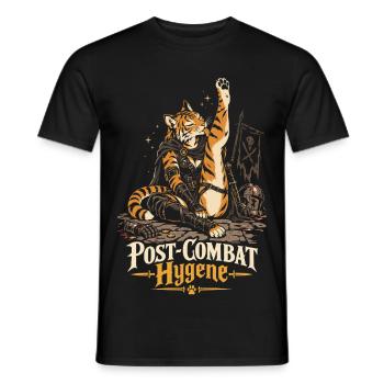 Tabaxi Hygiene nach dem Kampf: Lustige Katzen-Volks-RPG-Kunst - Männer T-Shirt - Schwarz - Vorne - AI Model Male 178 light (178cm)