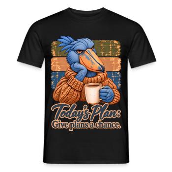 Shoebill hat einen Plan – Gib Plänen eine Chance - Männer T-Shirt - Schwarz - Vorne - AI Model Male 178 light (178cm)