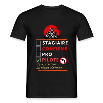 Cadeau humour moto : Cadeau Motard T-Shirt - T-shirt homme - noir - Devant - AI Model Male 178 light (178cm)
