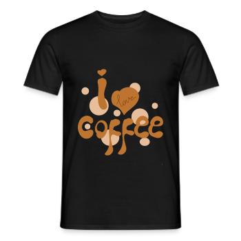 i love Coffee : t shirt about coffee - T-shirt homme - noir - Devant - AI Model Male 178 light (178cm)