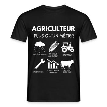 humour agriculteur - T-shirt homme - noir - Devant - AI Model Male 178 light (178cm)