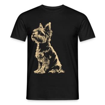 Yorkshire Terrier Minimalist Art - Men's T-Shirt - black - Front - AI Model Male 178 light (178cm)