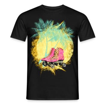 Sommer Sonne Palmen Urlaub - rosa Rollschuhe 60er - Männer T-Shirt - Schwarz - Vorne - AI Model Male 178 light (178cm)