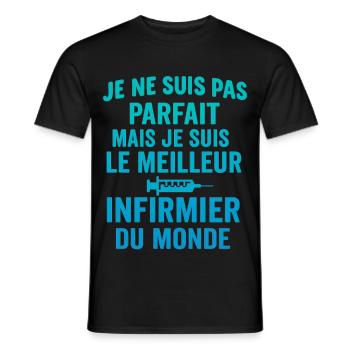 Meilleur infirmier du monde cadeau pour infirmier - T-shirt homme - noir - Devant - AI Model Male 178 light (178cm)