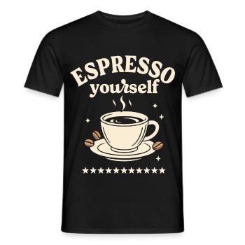 Espresso Yourself Coffee Saying - Men's T-Shirt - black - Front - AI Model Male 178 light (178cm)