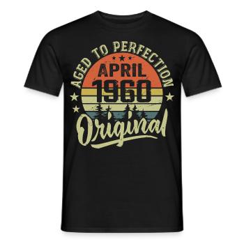 April 1960 Geburtstag - April 1960 Geschenkidee - Männer T-Shirt - Schwarz - Vorne - AI Model Male 178 light (178cm)