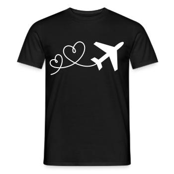 Avion avec des cœurs (les couleurs peuvent être changées) - T-shirt homme - noir - Devant - AI Model Male 178 light (178cm)