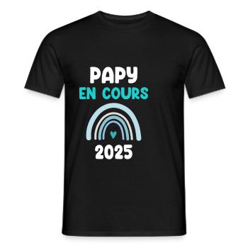 2025 papy en cours cadeau annonce grossesse - T-shirt homme - noir - Devant - AI Model Male 178 light (178cm)