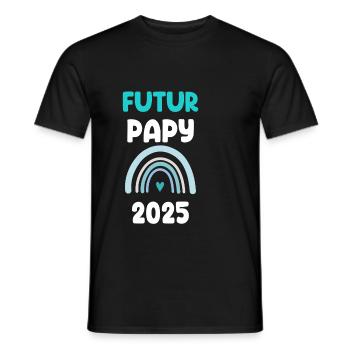 2025 papy futur cadeau annonce grossesse - T-shirt homme - noir - Devant - AI Model Male 178 light (178cm)