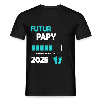 futur papy 2025 cadeau annonce grossesse - T-shirt homme - noir - Devant - AI Model Male 178 light (178cm)