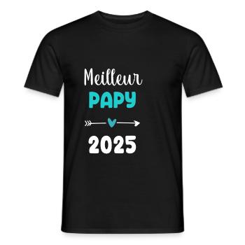 papy meilleur 2025 cadeau annonce grossesse - T-shirt homme - noir - Devant - AI Model Male 178 light (178cm)