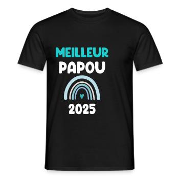 2025 papou meilleur cadeau annonce grossesse - T-shirt homme - noir - Devant - AI Model Male 178 light (178cm)
