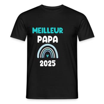 2025 papa meilleur cadeau annonce grossesse - T-shirt homme - noir - Devant - AI Model Male 178 light (178cm)