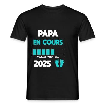 papa en cours 2025 cadeau annonce grossesse - T-shirt homme - noir - Devant - AI Model Male 178 light (178cm)