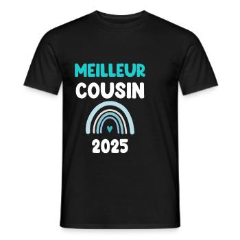 2025 cousin meilleur cadeau annonce grossesse - T-shirt homme - noir - Devant - AI Model Male 178 light (178cm)