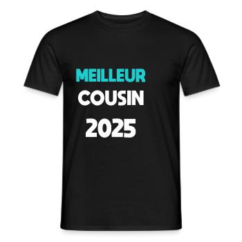 meilleur cousin 2025 cadeau annonce grossesse - T-shirt homme - noir - Devant - AI Model Male 178 light (178cm)