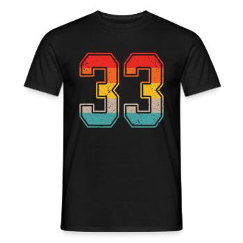 33 Years Retro Jersey Number 33 T-shirt Number 33 - Men's T-Shirt - black - Front - AI Model Male 178 light (178cm)