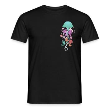 Flower Jellyfish - Men's T-Shirt - black - Front - AI Model Male 178 light (178cm)