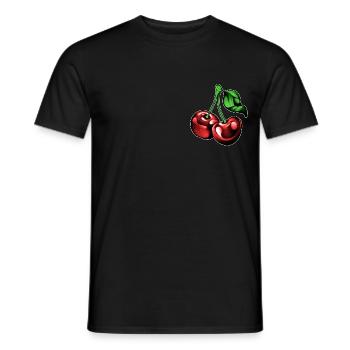 Cherries in chest pocket - Men's T-Shirt - black - Front - AI Model Male 178 light (178cm)