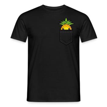 Poche poitrine avec bébé ananas sucré - T-shirt homme - noir - Devant - AI Model Male 178 light (178cm)