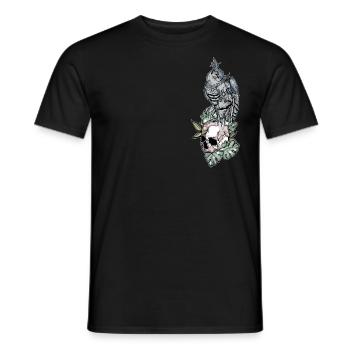 Eule auf Schädel // Illustration - Männer T-Shirt - Schwarz - Vorne - AI Model Male 178 light (178cm)