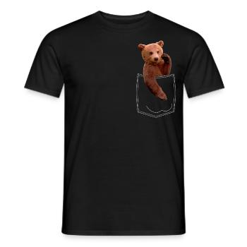 Poche poitrine ours - T-shirt homme - noir - Devant - AI Model Male 178 light (178cm)